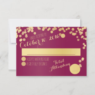Berry Wine and Gold RSVP Card
