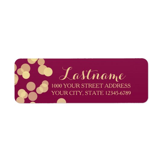 Berry Wine and Gold Sparkle Return Address Label