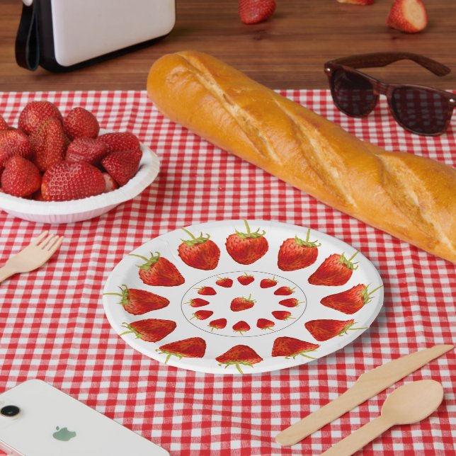 Berrylicious Strawberries Strawberry Circles Party Paper Plate (Picnic)