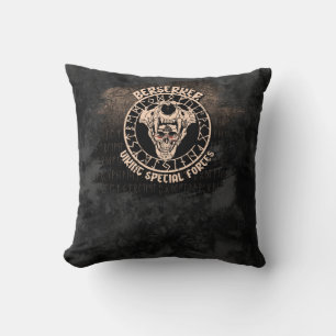 Berserker Viking Special Forces Norse Skull Rune Throw Pillow