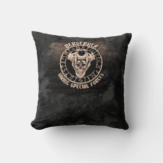 Berserker Viking Special Forces Norse Skull Rune Throw Pillow