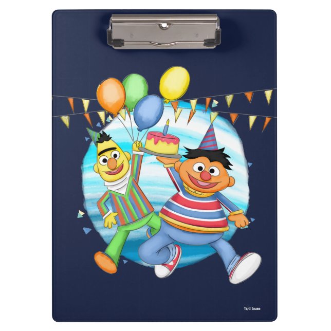 Bert and Ernie Birthday Balloons Clipboard (Front)
