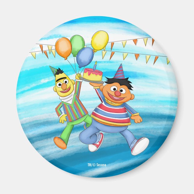 Bert and Ernie Birthday Balloons Magnet (Front)