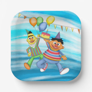 Bert and Ernie Birthday Balloons Paper Plate