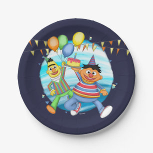 Bert and Ernie Birthday Balloons Paper Plate