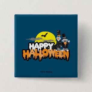 Bert and Ernie   Happy Halloween 2 Inch Square Button