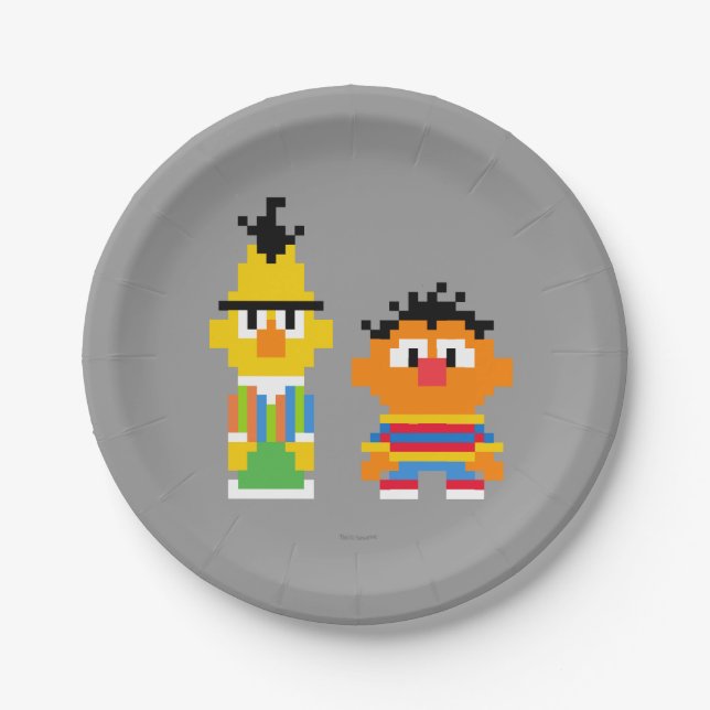 Bert and Ernie Pixel Art Paper Plate (Front)