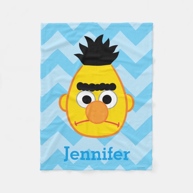 Bert Angry Face | Add Your Name Fleece Blanket (Front)