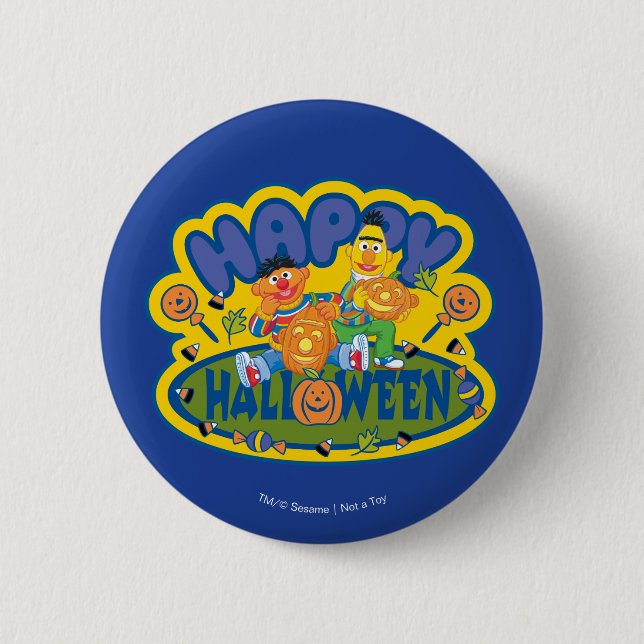Bert & Ernie | Happy Halloween 2 Inch Round Button (Front)
