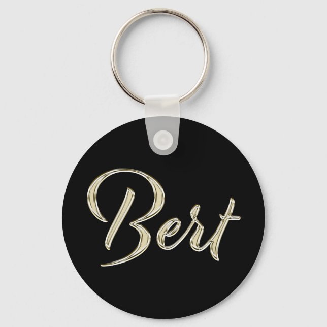 Bert Name whitegold Button Schlüsselanhänger Keychain (Front)
