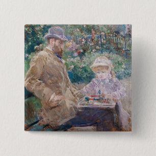 Berthe Morisot - Eugene Manet with his daughter 2 Inch Square Button