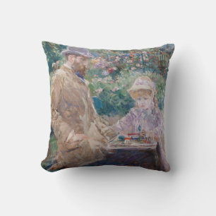 Berthe Morisot - Eugene Manet with his daughter Throw Pillow