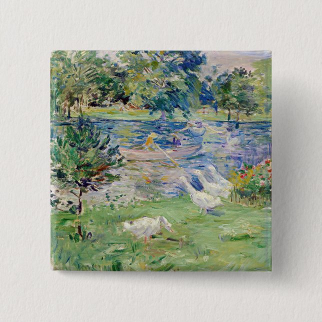 Berthe Morisot - Girl in a Boat with Geese 2 Inch Square Button (Front)