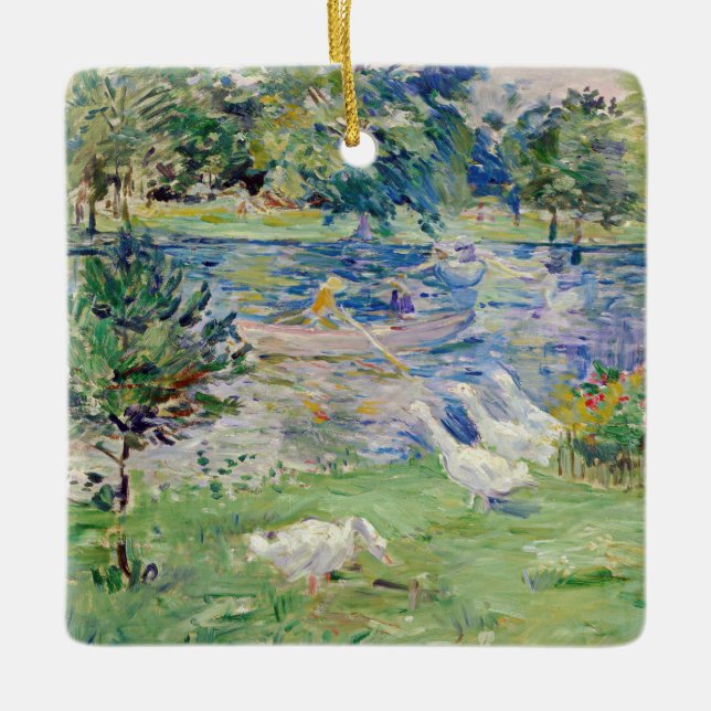 Berthe Morisot - Girl in a Boat with Geese Ceramic Ornament (Front)
