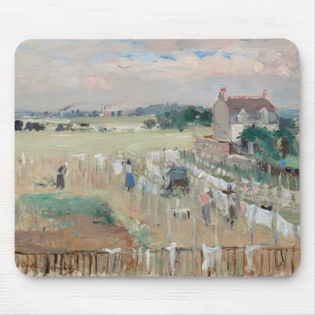 Berthe Morisot - Hanging the Laundry out to Dry Mouse Pad (Front)