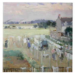 Berthe Morisot - Hanging the Laundry out to Dry Tile