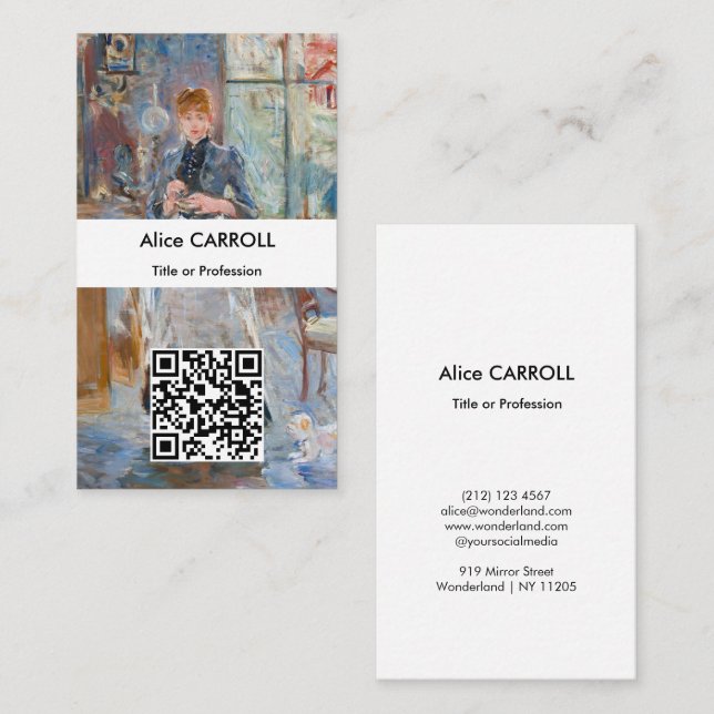 Berthe Morisot - In the Dining Room - QR Code Business Card (Front/Back)