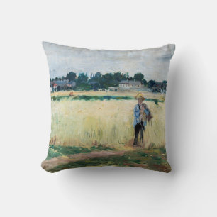 Berthe Morisot - In the Wheatfield at Gennevillier Throw Pillow