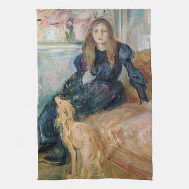 Berthe Morisot - Julie and her Greyhound Laerte Kitchen Towel (Vertical)