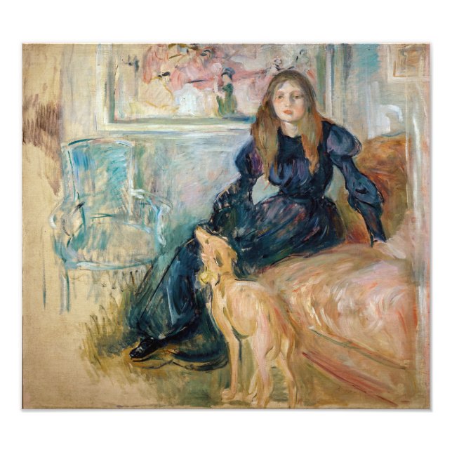 Berthe Morisot - Julie and her Greyhound Laerte Photo Print (Front)