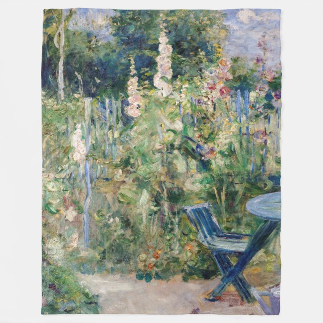 Berthe Morisot - Roses Tremieres Fleece Blanket (Front)