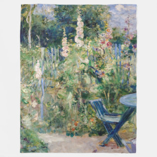 Berthe Morisot - Roses Tremieres / Hollyhocks Fleece Blanket