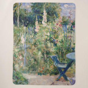 Berthe Morisot - Roses Tremieres / Hollyhocks Sherpa Blanket