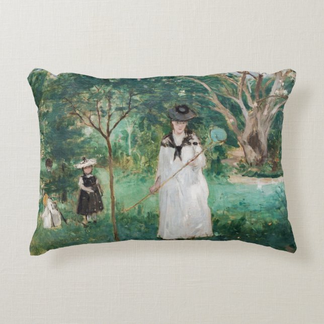 Berthe Morisot - The Butterfly Hunt Accent Pillow (Front)