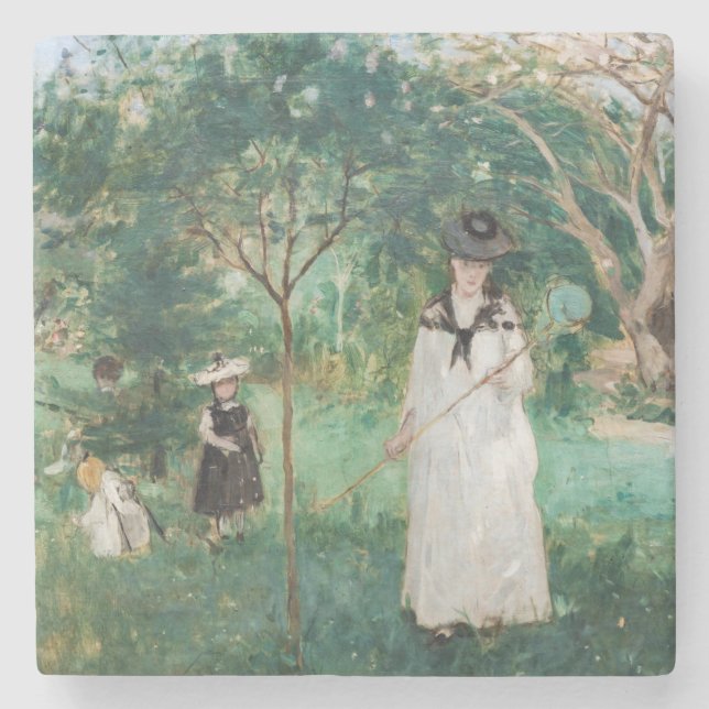 Berthe Morisot - The Butterfly Hunt Stone Coaster (Front)