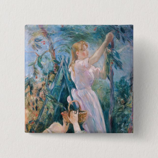 Berthe Morisot - The Cherry Picker 2 Inch Square Button (Front)