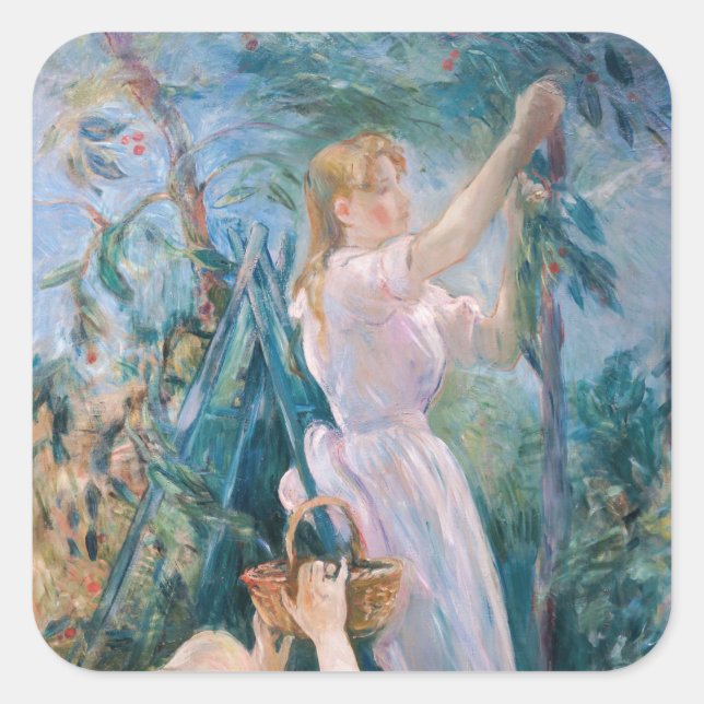 Berthe Morisot - The Cherry Picker Square Sticker (Front)