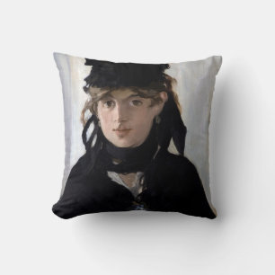 Berthe Morisot With a Bouquet of Violets, Manet Throw Pillow