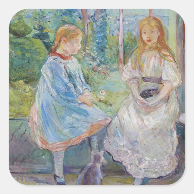 Berthe Morisot - Young Girls at the Window Square Sticker (Front)