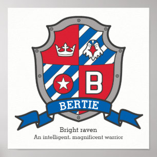 Bertie letter b boys name meaning crest poster