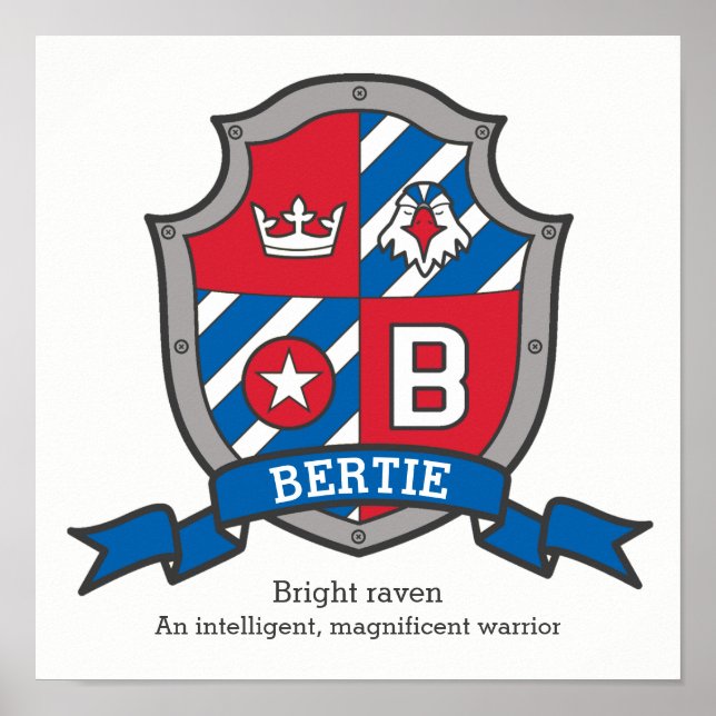 Bertie lettre b garçons nom signifiant affiche (Devant)