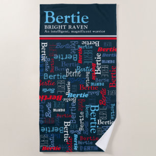  Bertie personalized name meaning red blue white Beach Towel