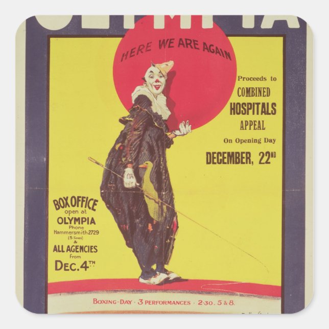 Bertram Mills circus poster Square Sticker (Front)