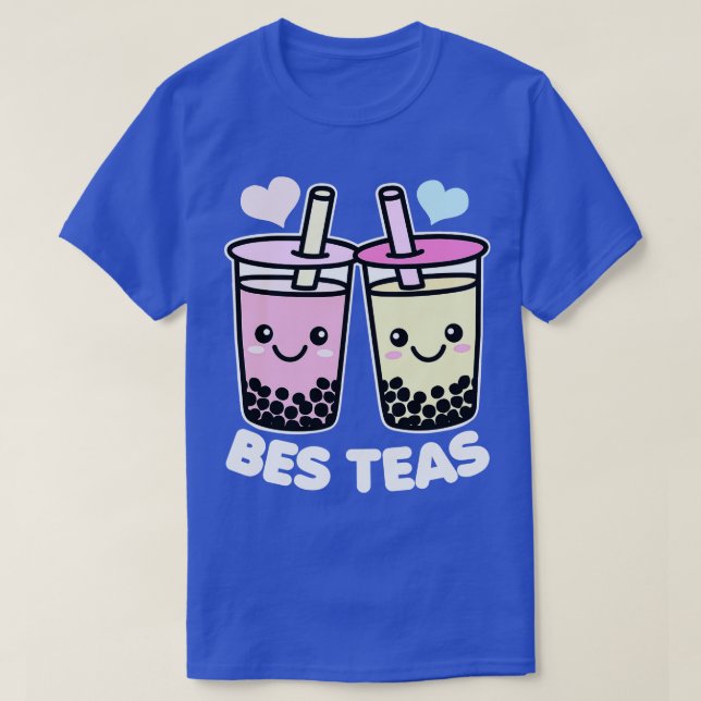 Bes Teas Cute Kawaii Bubble Tea Pun Besties T-Shirt (Design Front)
