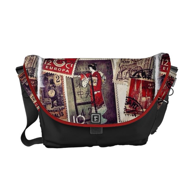 Besace Beau sac messenger à plan rapproché de timbres (Devant)