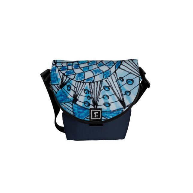 Besace Embrouillement dans le mini sac messenger bleu (Devant)