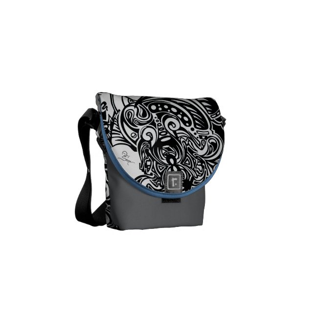 Besace Sac à épaule bleu et gris Spider Web (Devant gauche)