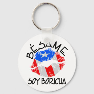 Besame Soy Boricua Kiss Me I'm Puerto Rican Keychain