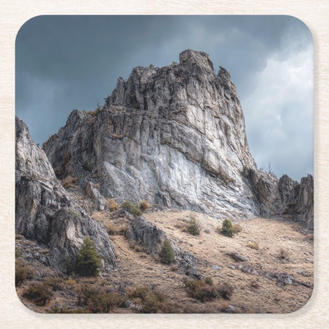 Besh Barmag Mountain Square Paper Coaster (Front)