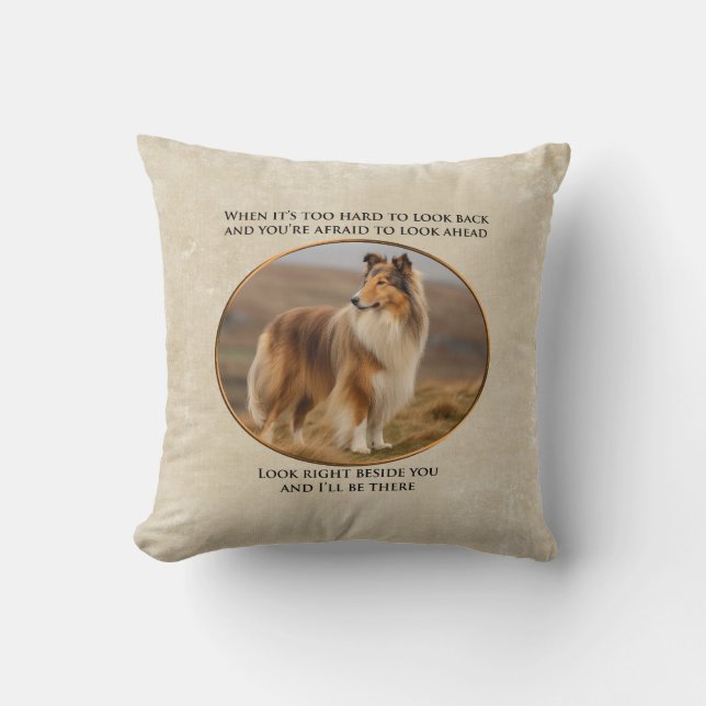 Beside You Collie Throw Pillow (Front)