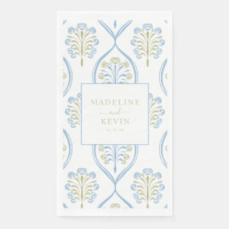 Bespoke Blue and Green Floral Wedding Napkin