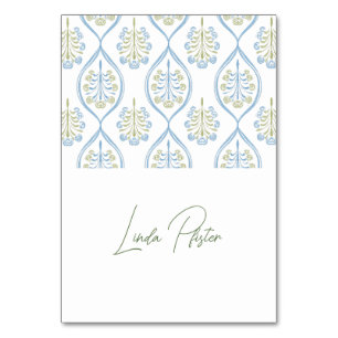 Bespoke Blue and Green Floral Wedding  Table Number
