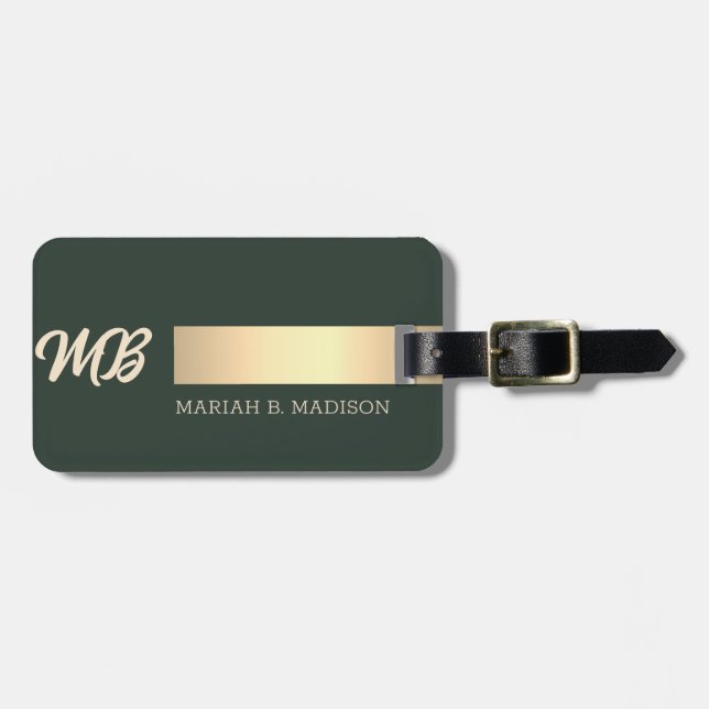  Bespoke Metallic Look Script Personalized Luggage Tag (Front Horizontal)