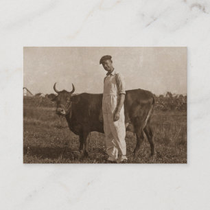 Bessie the Cow and her Farmer. Business Card