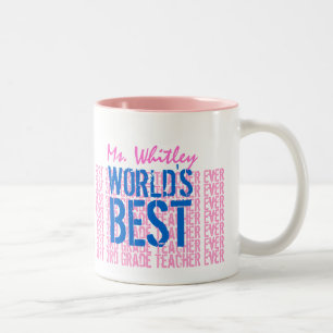 Best 3rd Grade Teacher Blue Pink Two-Tone Coffee Mug