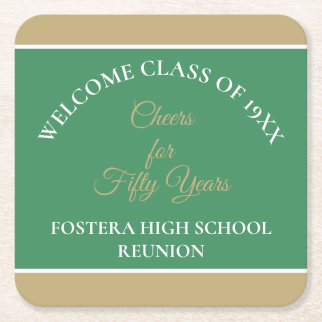 Best 50th Class Reunion party coasters (Front)